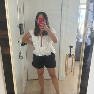 Black High Waist Linen Shorts, Rodebjer